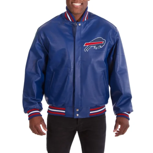 Buffalo Bills Real Full Leather Varsity Jacket - Blue