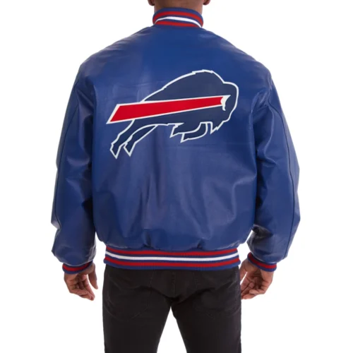 Alternative view of Buffalo Bills Real Full Leather Varsity Jacket - Blue