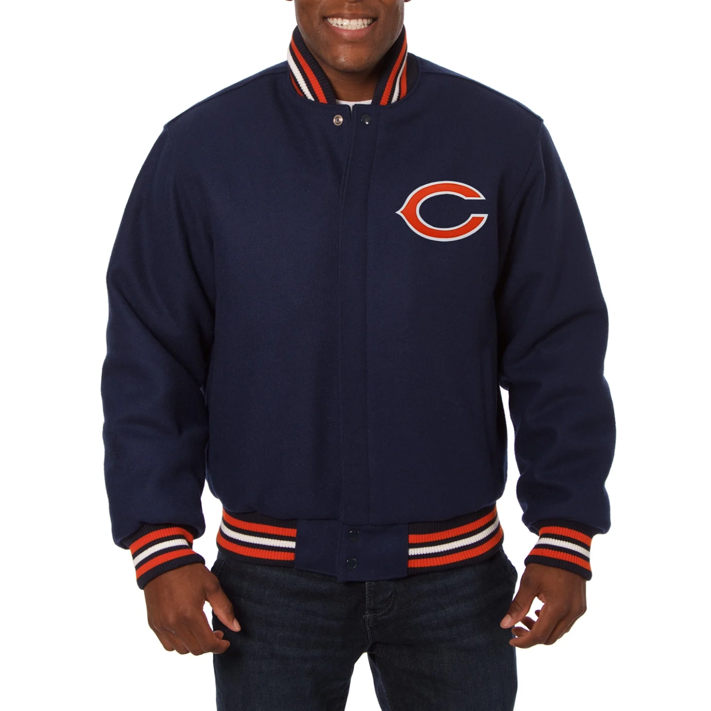 Chicago Bears One Color Full Wool Navy Varsity Jacket