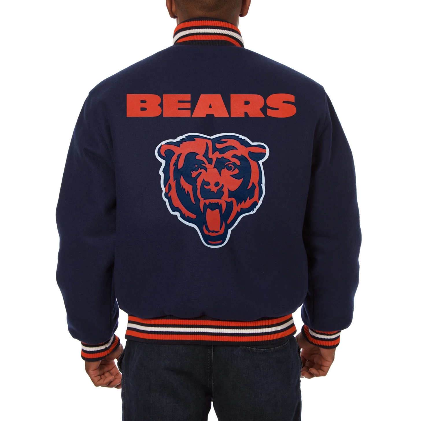 Chicago Bears One Color Full Wool Navy Varsity Jacket - Image 2