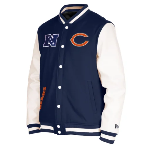 Chicago Bears Third Down Full-Snap Navy/White Varsity Jacket