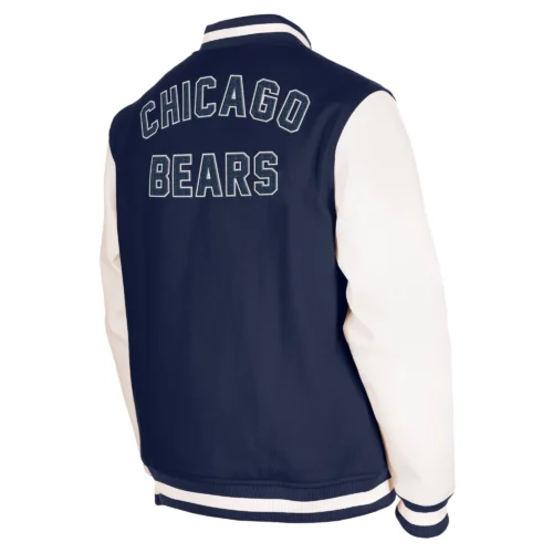 Alternative view of Chicago Bears Third Down Full-Snap Navy/White Varsity Jacket