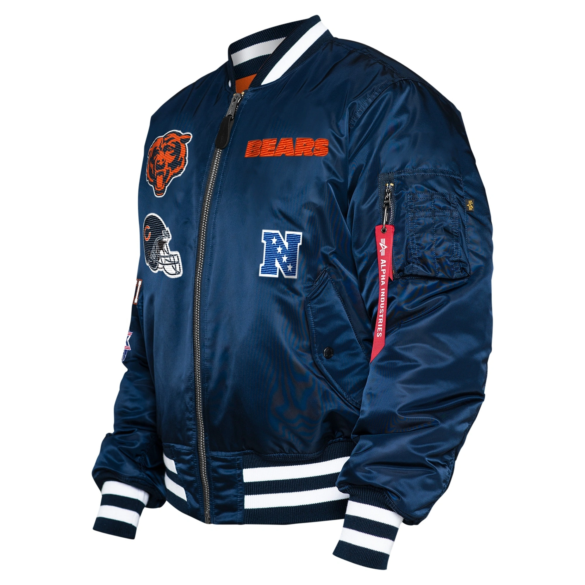 Chicago Bears Ma-1 Bomber Blue Varsity Jacket