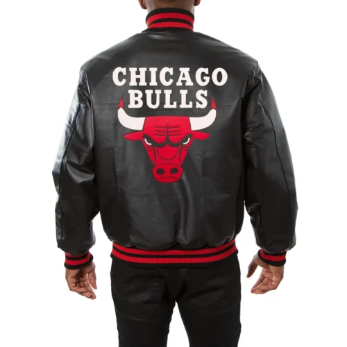 Alternative view of Chicago Bulls Full Leather Varsity Jacket - Black