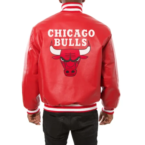 Alternative view of Chicago Bulls Full Leather Varsity Jacket - Red