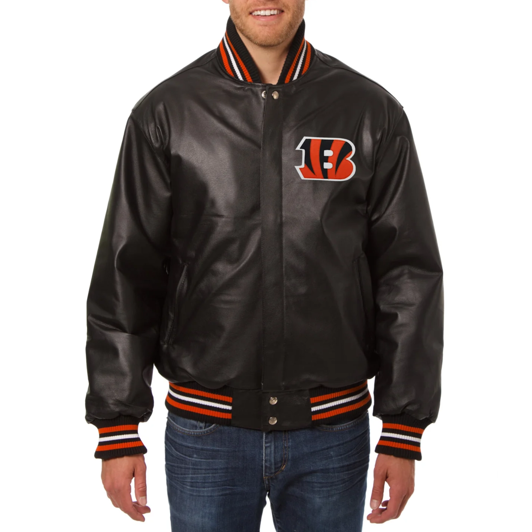 Cincinnati Bengals Full Leather Varsity Black Jacket