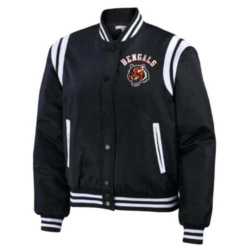Cincinnati Bengals Women's Black Full-Snap Bomber Black Jacket