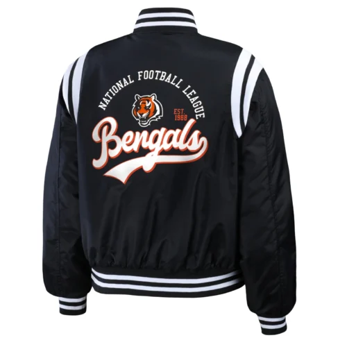 Alternative view of Cincinnati Bengals Women's Black Full-Snap Bomber Black Jacket