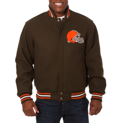 Cleveland Browns One Color Full Wool Brown Varsity Jacket