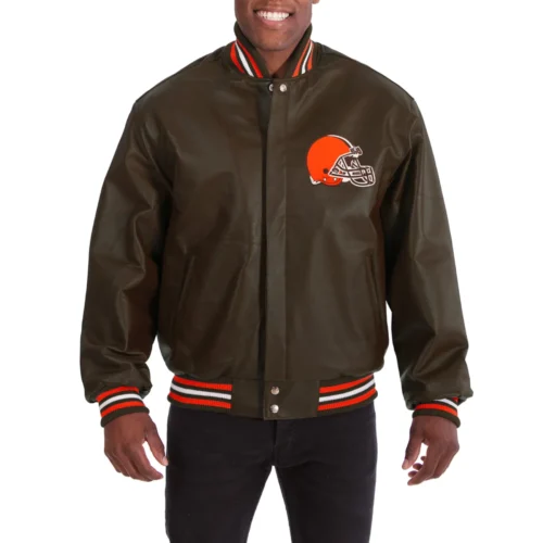 Cleveland Browns Full Leather Brown Varsity Jacket