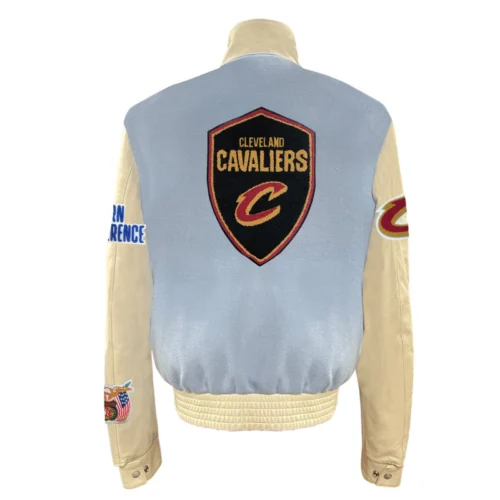 Alternative view of Cleveland Cavaliers Baby Blue/Cream Wool & Leather Varsity Jacket