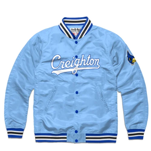 Creighton Bluejays Script Full-Snap Satin Varsity Jacket - Blue