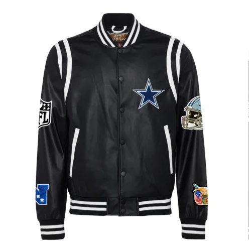 Dallas Cowboys Full Leather Varsity Jacket - Black
