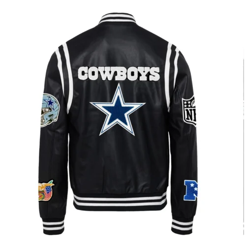 Alternative view of Dallas Cowboys Full Leather  Varsity Jacket - Black
