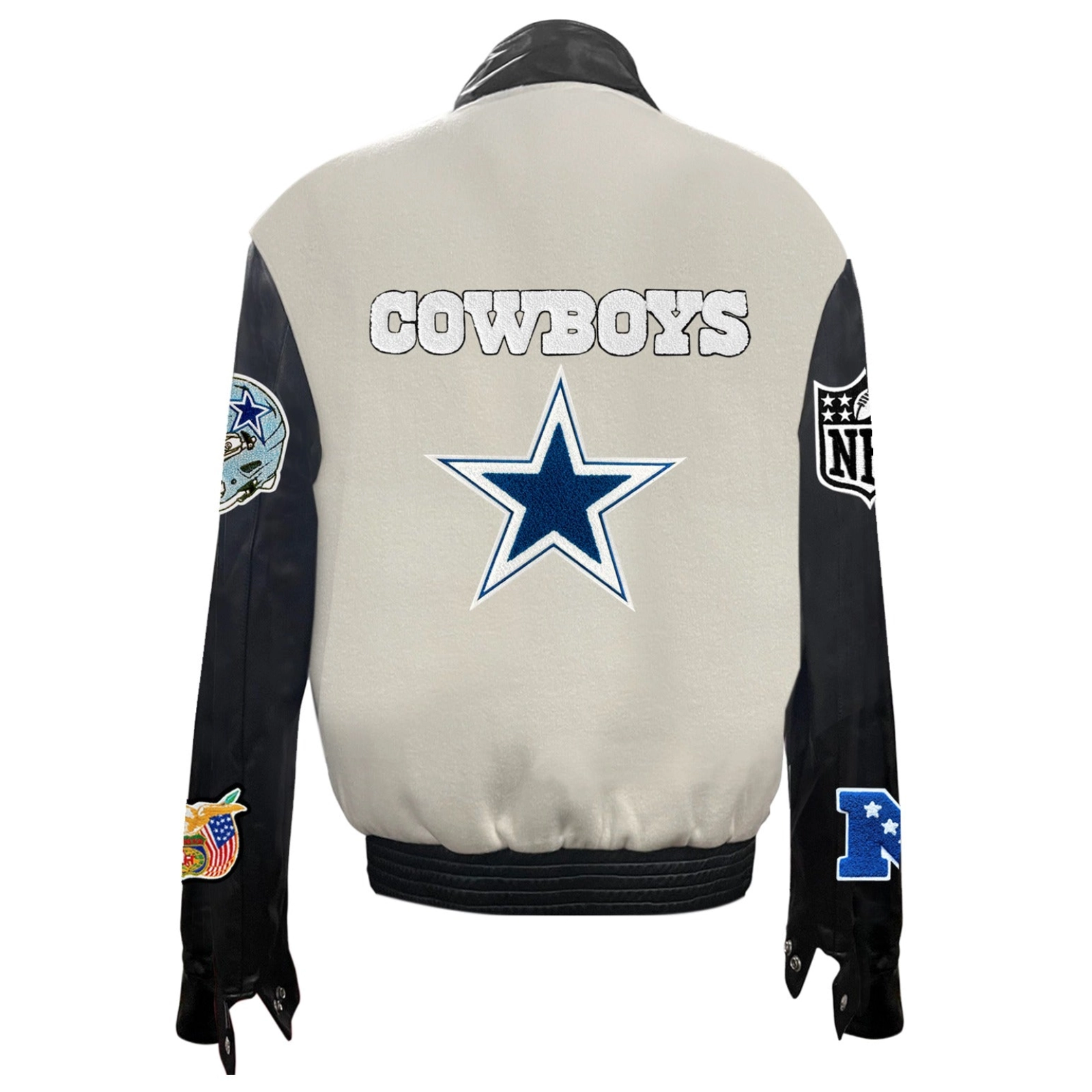 Dallas Cowboys Off-White Wool & Leather Varsity Jacket - Image 2