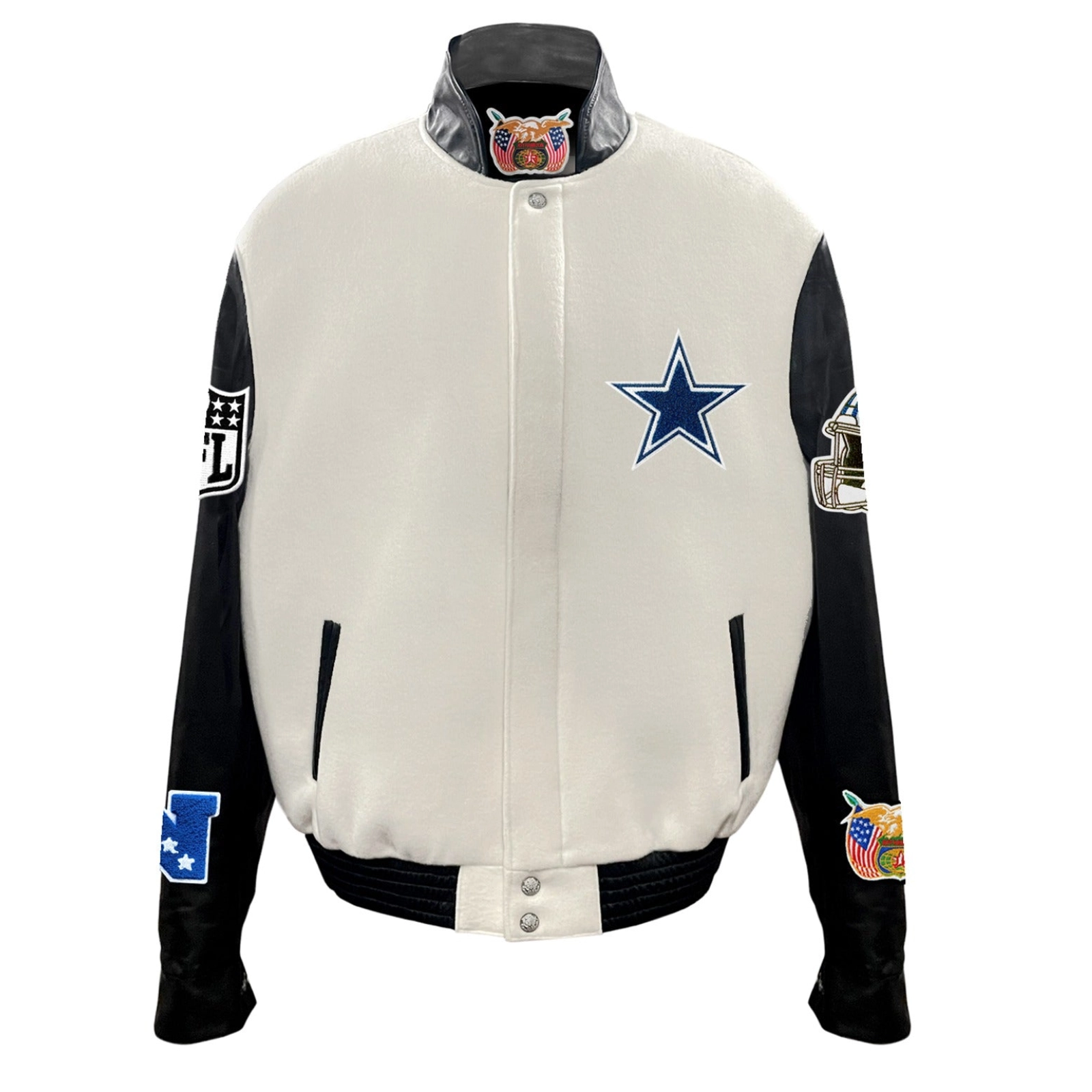 Dallas Cowboys Off-White Wool & Leather Varsity Jacket