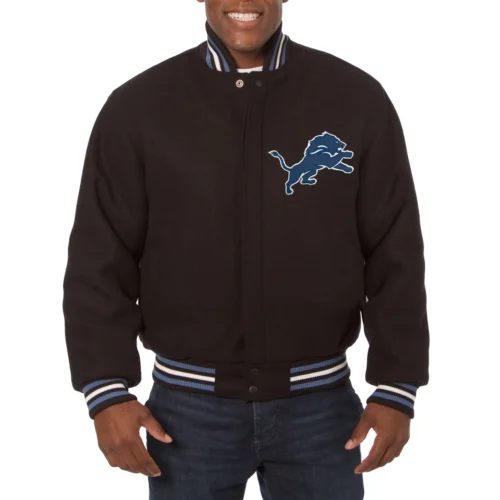 Detroit Lions One Color Full Wool Black Jacket