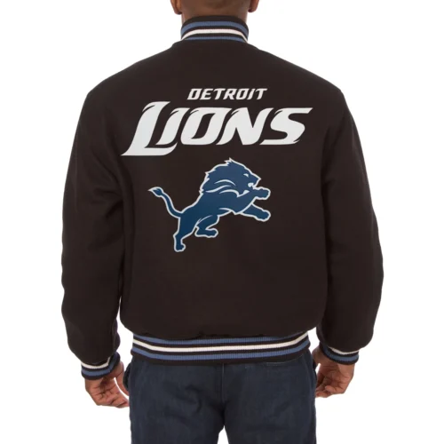 Alternative view of Detroit Lions One Color Full Wool Black Jacket