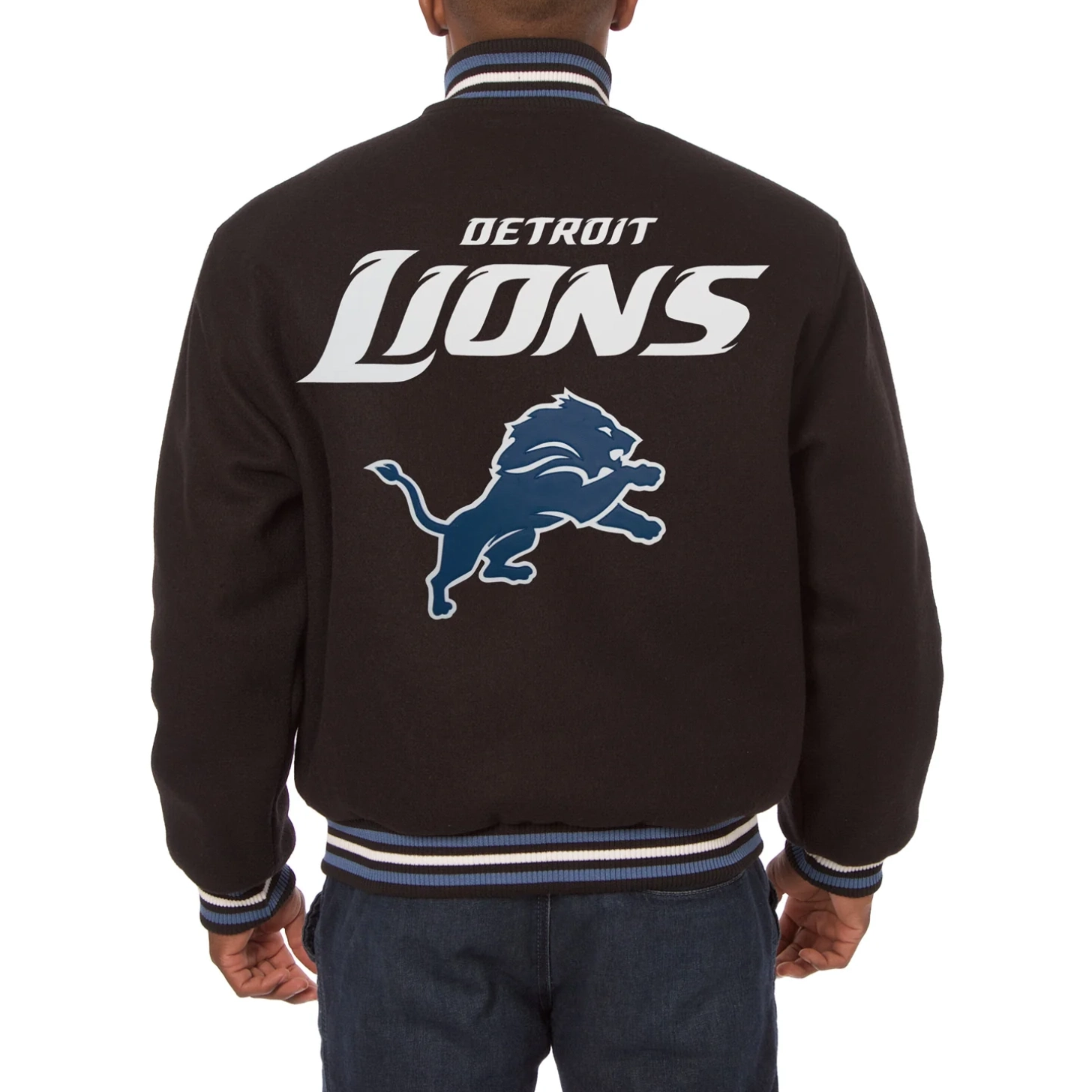 Detroit Lions One Color Full Wool Black Jacket - Image 2