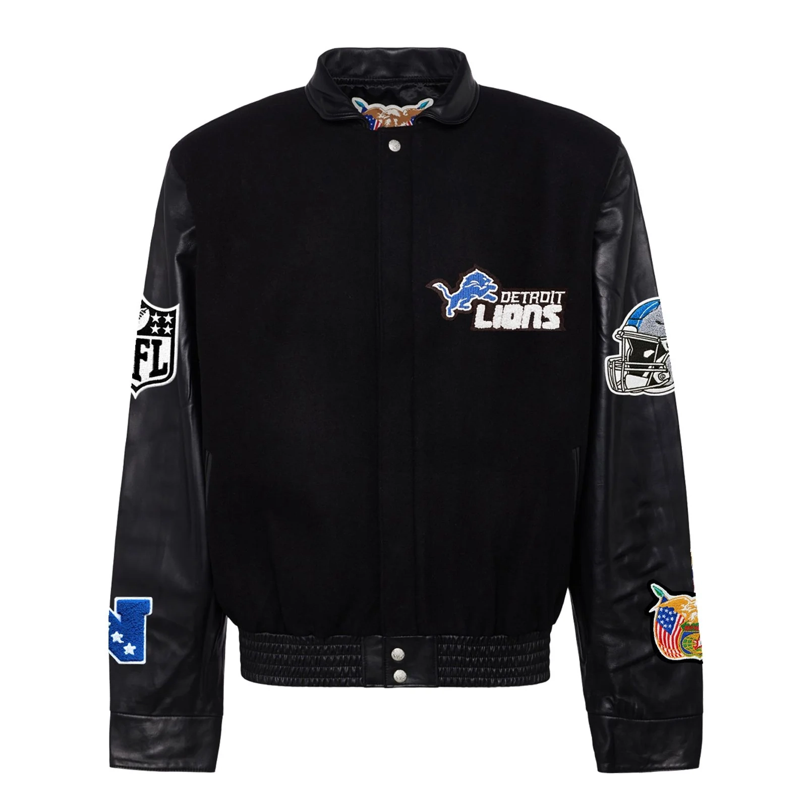 Detroit Lions Jeff Hamilton Wool & Leather Black Varsity Jacket