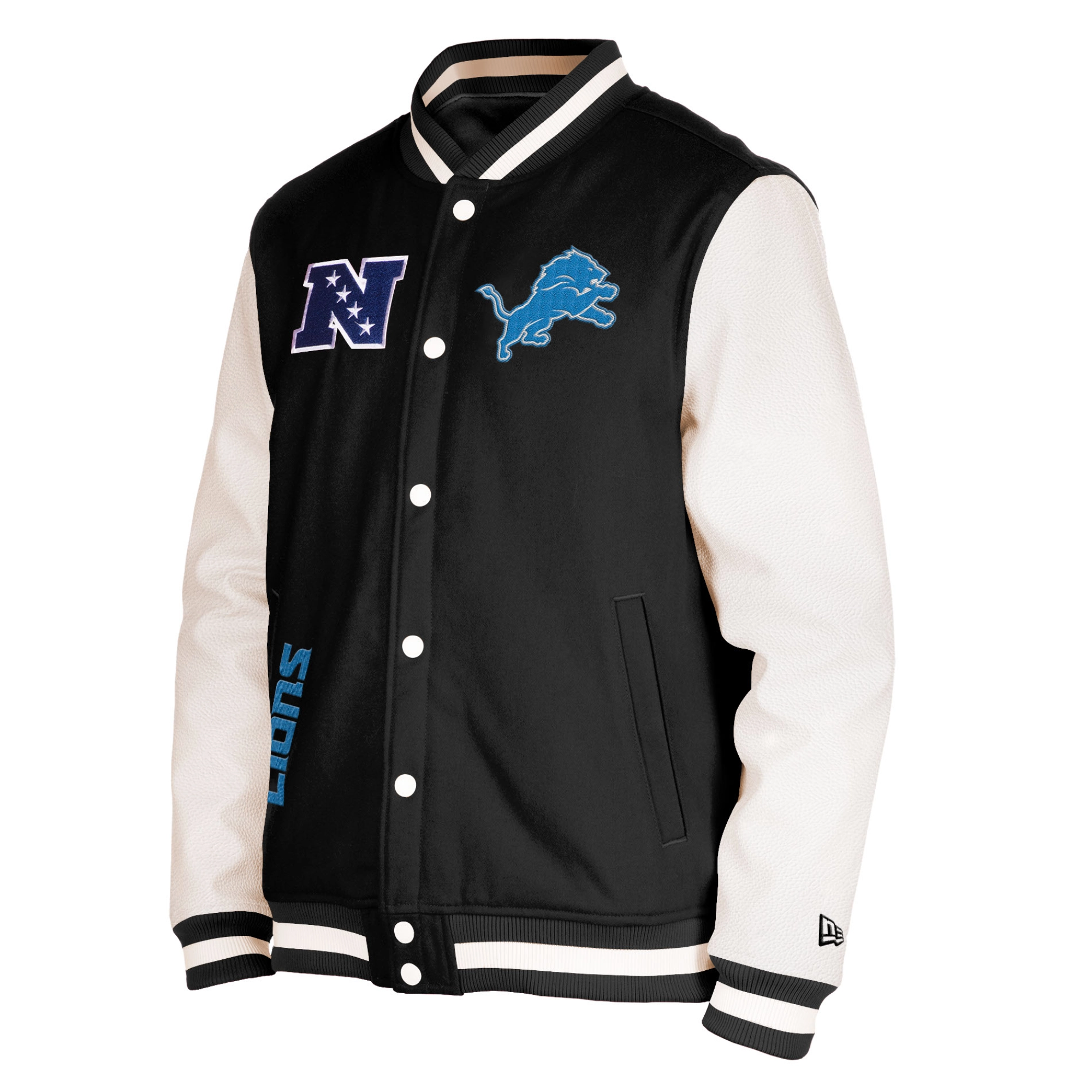 Detroit Lions Third Down Full-Snap Black/White Varsity Jacket
