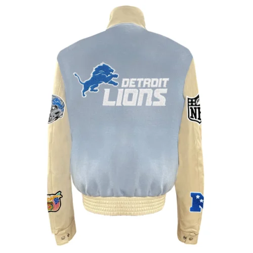 Alternative view of Detroit Lions Baby Blue Wool & Leather Varsity Jacket