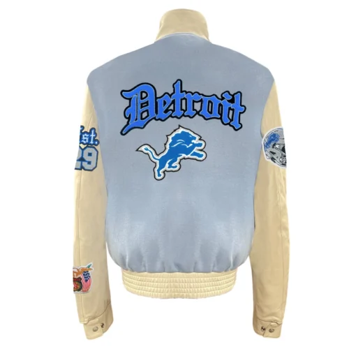 Alternative view of Detroit Lions Old English Wool & Leather Varsity Jacket