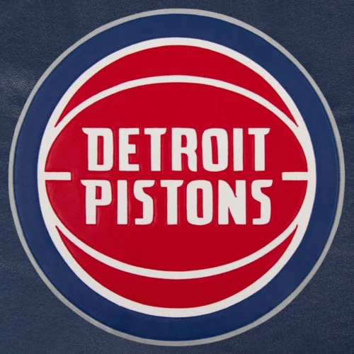 Detroit Pistons Real Navy Full Leather Varsity Jacket - Image 4