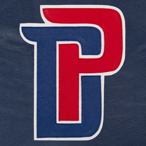 Detroit Pistons Real Navy Full Leather Varsity Jacket - Image 3