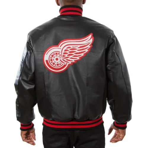 Alternative view of Detroit Red Wings Black Full Leather Varsity Jacket