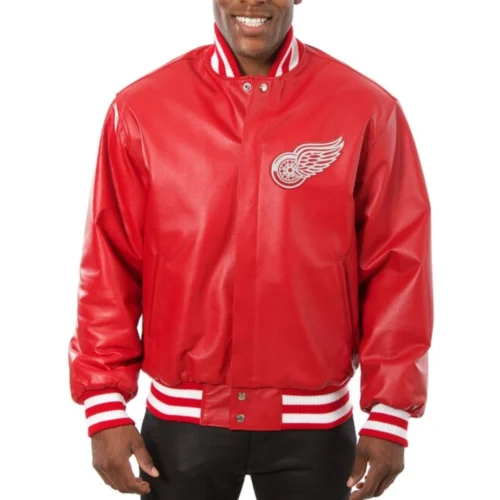 Detroit Red Wings Red Full Leather Varsity Jacket