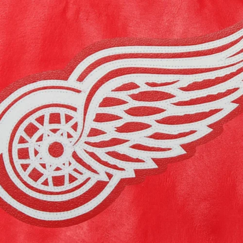 Detroit Red Wings Red Full Leather Varsity Jacket - Image 3