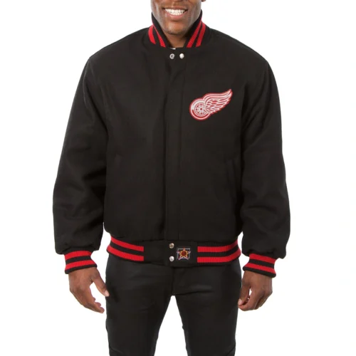 Detroit Red Wings One Color Full Wool Varsity Black Jacket