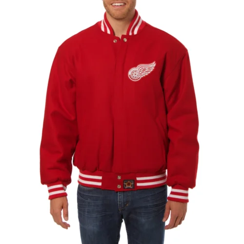 Detroit Red Wings One Color Red Full Wool Varsity Jacket
