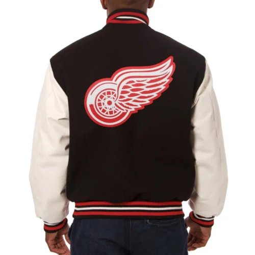 Alternative view of Detroit Red Wings Two Tone Black/White Wool & Leather Jacket