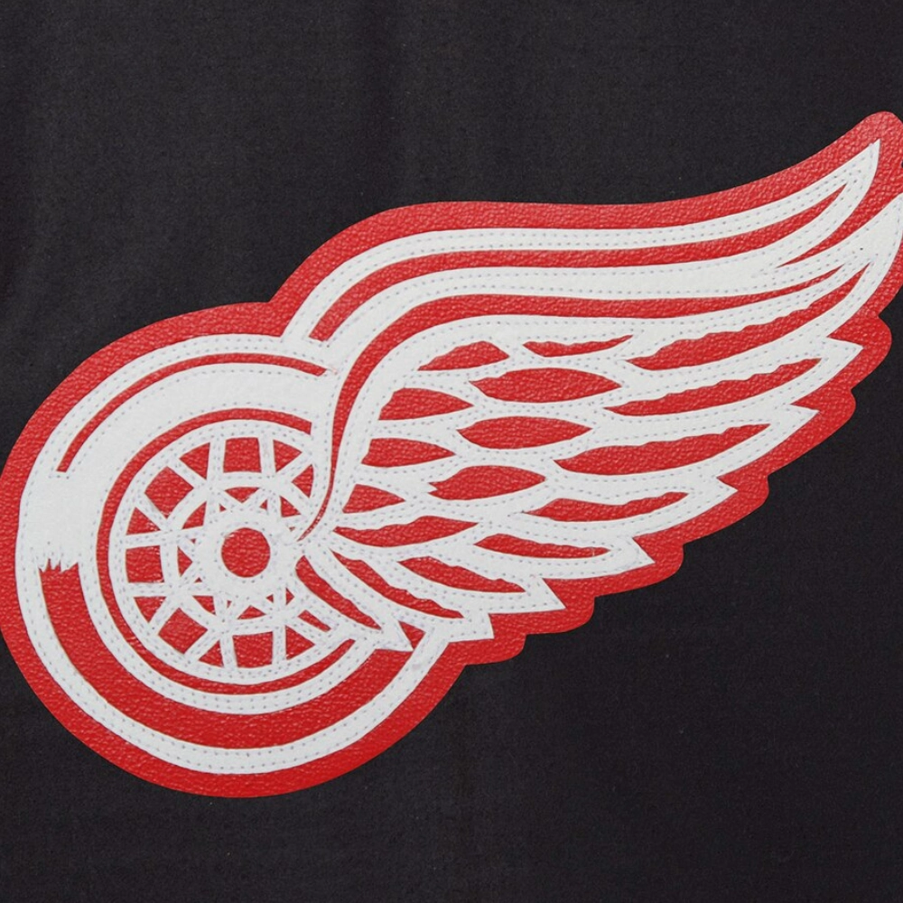 Detroit Red Wings Two Tone Black/White Wool & Leather Jacket - Image 3