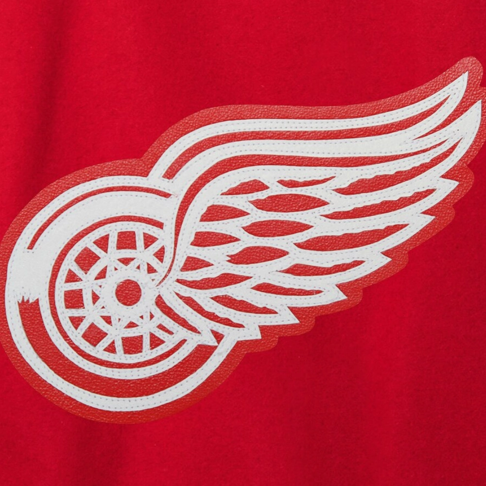 Detroit Red Wings Two Tone Red/White Wool & Leather Varsity Jacket - Image 3
