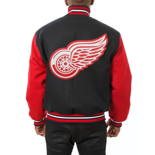 Alternative view of Detroit Red Wings Two Tone Black/Red Wool Varsity Jacket
