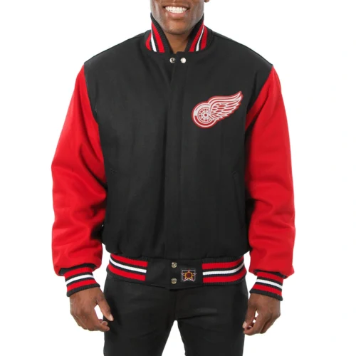 Detroit Red Wings Two Tone Black/Red Wool Varsity Jacket