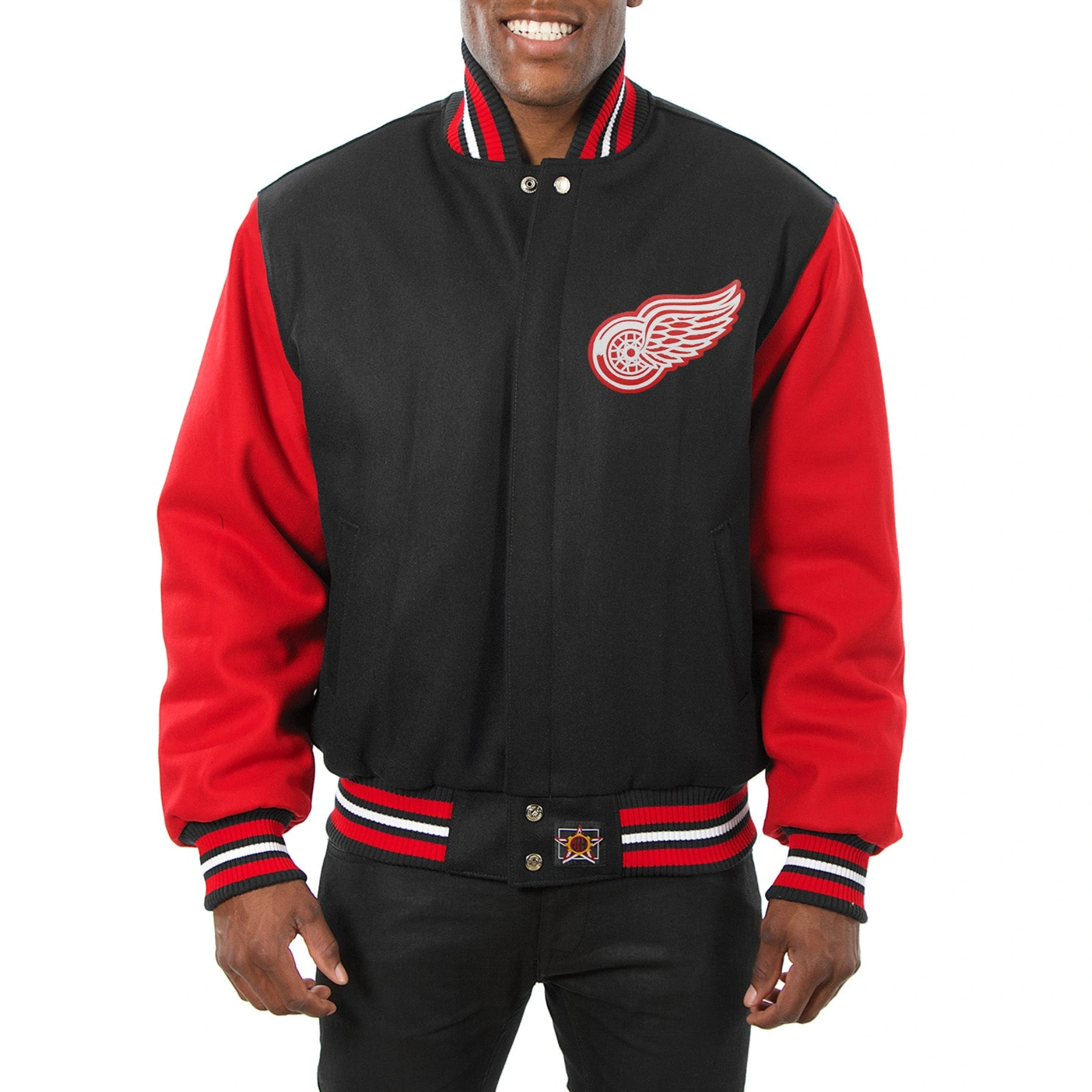 Detroit Red Wings Two Tone Black/Red Wool Varsity Jacket