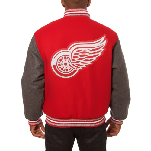 Alternative view of Detroit Red Wings Two Tone Red/Grey Wool Varsity Jacket