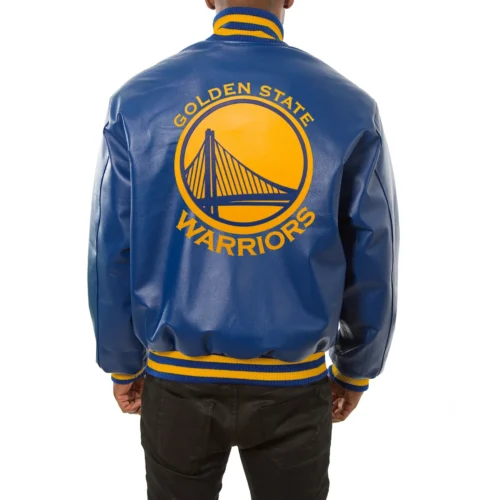 Alternative view of Golden State Warriors Full Leather Blue Varsity Jacket