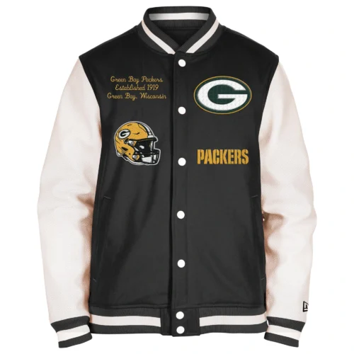 Green Bay Packers Third Down 2.0 Full-Snap Black/White Varsity Jacket