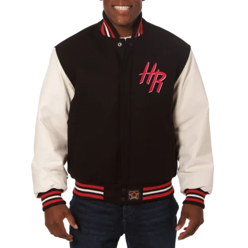 Houston Rockets Domestic Two Tone Wool & Leather Black/White Jacket