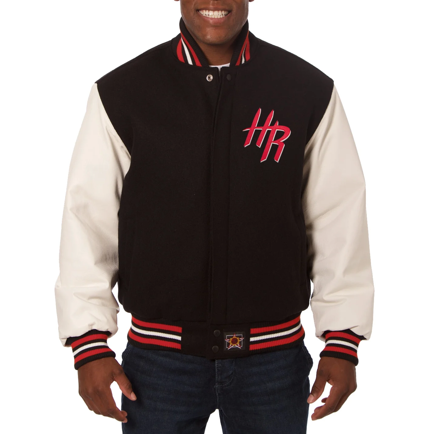 Houston Rockets Domestic Two Tone Wool & Leather Black/White Jacket