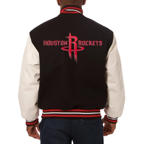 Alternative view of Houston Rockets Domestic Two Tone Wool & Leather Black/White Jacket