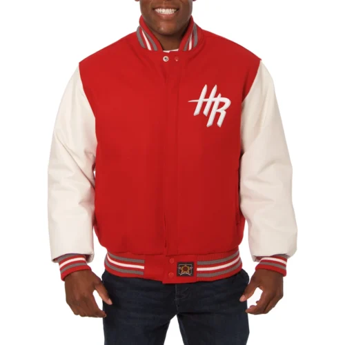 Houston Rockets Domestic Two Tone Wool & Leather Jacket