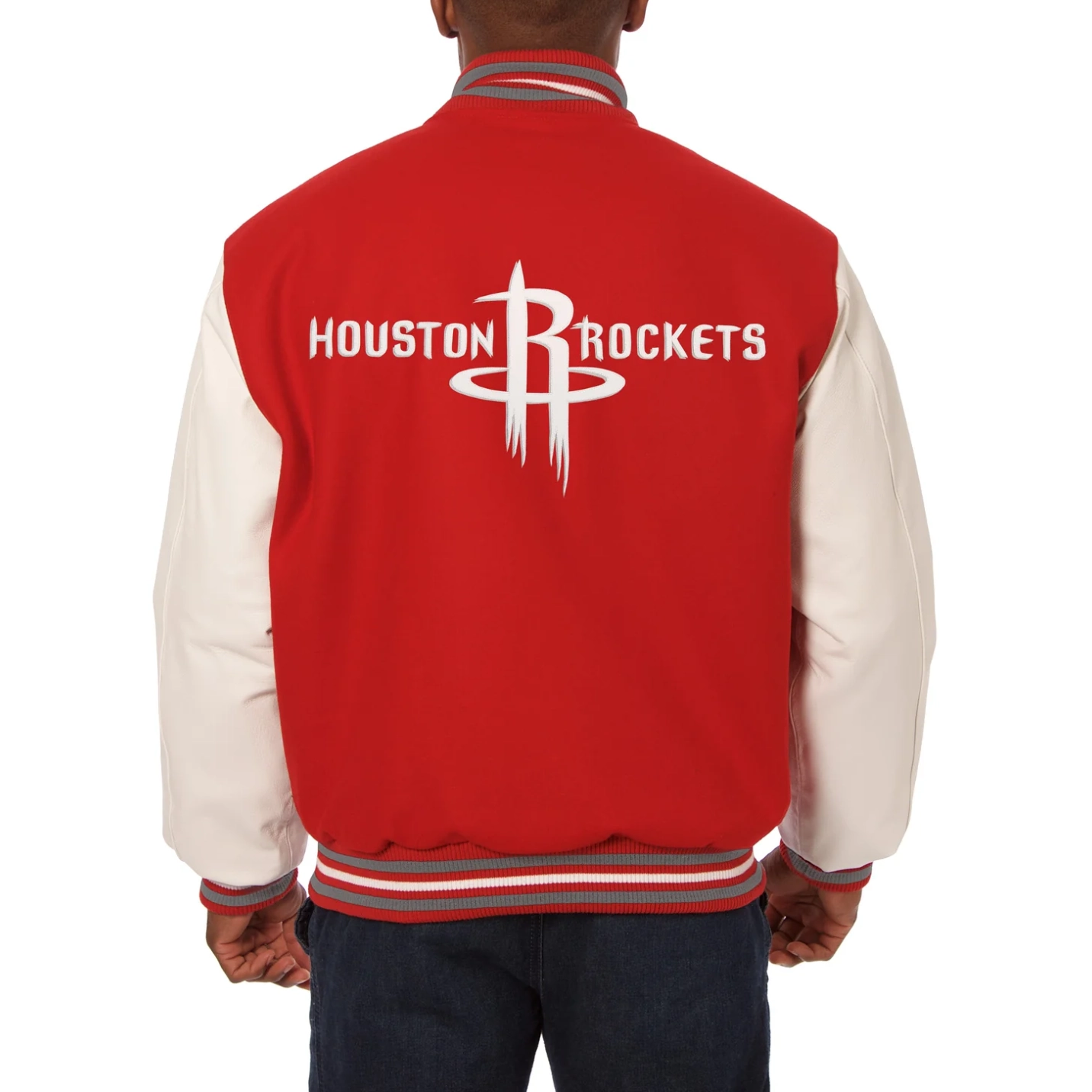 Houston Rockets Domestic Two Tone Wool & Leather Jacket - Image 2