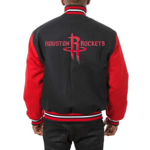 Alternative view of Houston Rockets Two Tone Wool Varsity Navy/Red Jacket