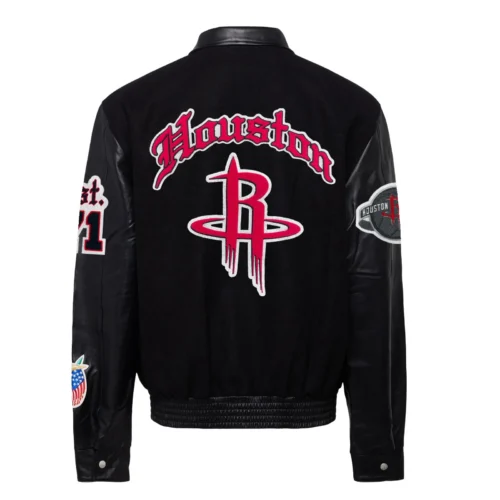 Alternative view of Houston Rockets Wool & Leather Old English Varsity Jacket - Black